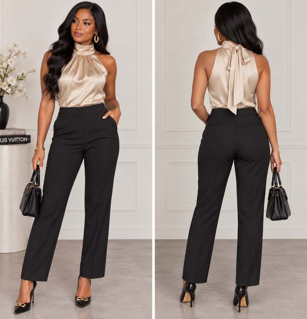 Talbots 14P Quiet Luxury Classic Chic Black Straight Leg Dress Pants